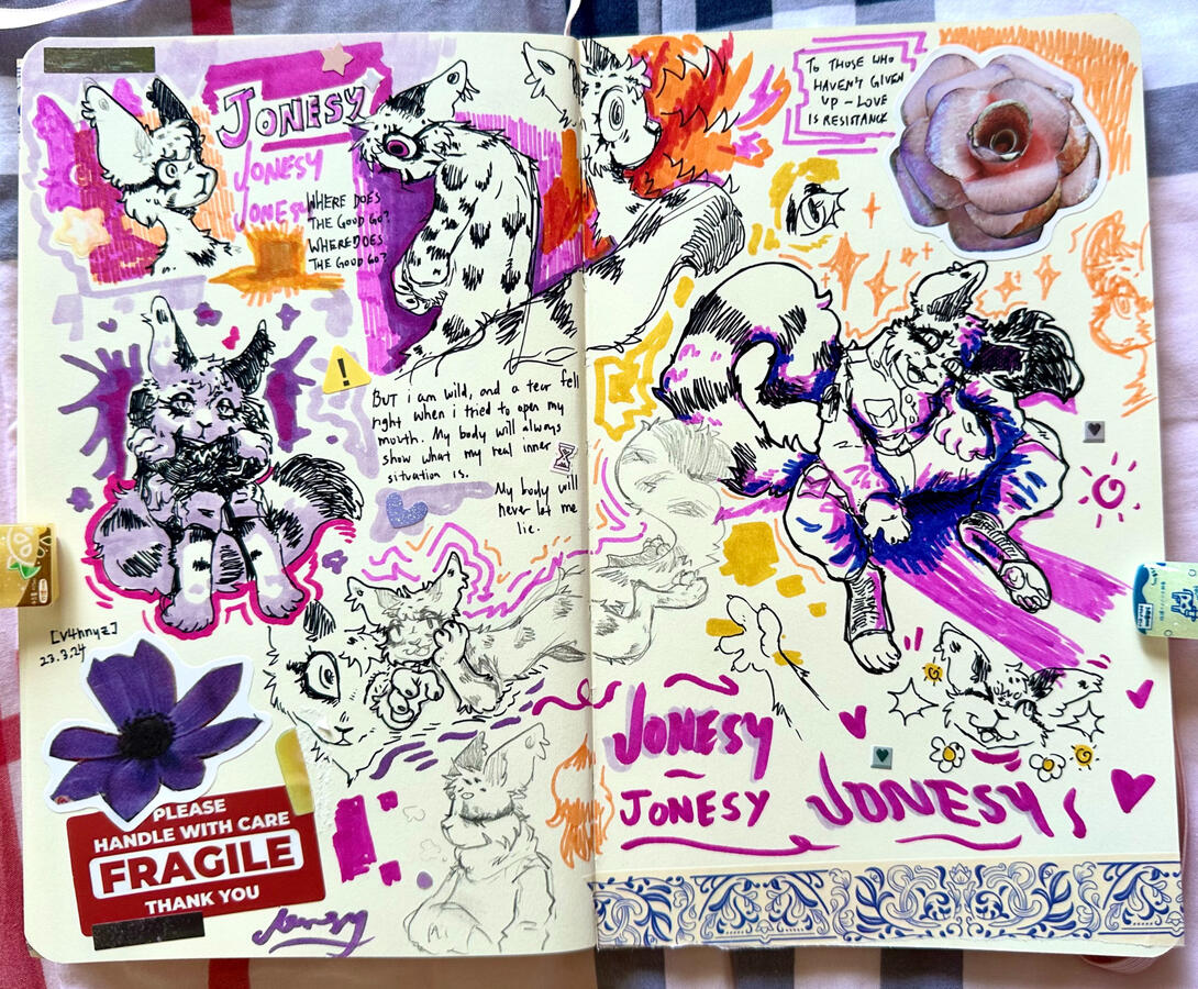 Sketchpage comm (w/ colour) for a friend